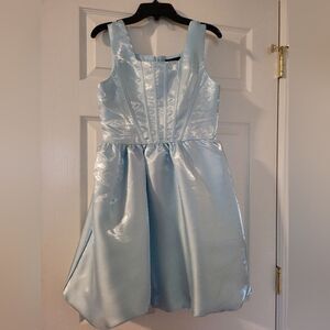 NWT- In Girl-City Triangles Blue Embellished Pleated Fit & Flare Dress GIRLS 14